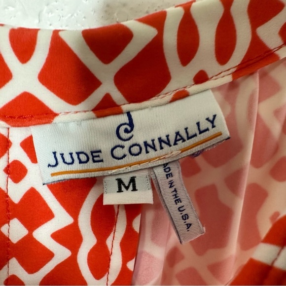 Jude Connally Lisa Geometric Shift Dress Sz Medium Orange White Sleeveless - Picture 9 of 9